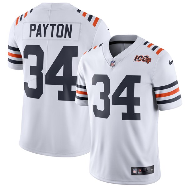 Chicago Bears #34 Walter Payton White 2019 100th Season Jersey