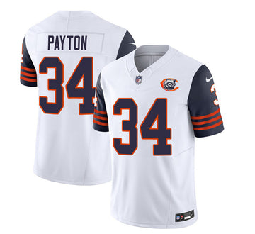 Chicago Bears #34 Walter Payton White-Navy 2023 FUSE Throwback Football Game Jersey
