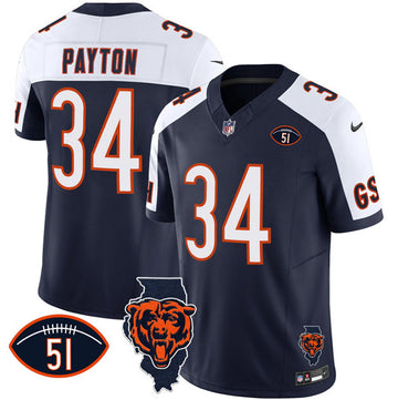 Walter Payton Chicago Bears white-navy FUSE jersey