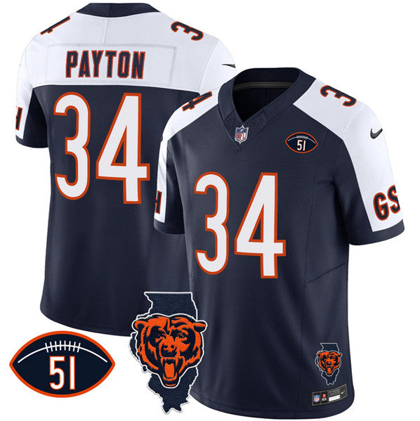 Walter Payton Chicago Bears white-navy FUSE jersey