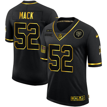 Chicago Bears #52 Khalil Mack 2020 Black-Gold Salute To Service Jersey