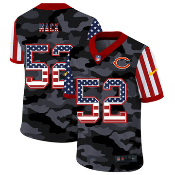 Chicago Bears #52 Khalil Mack 2020 Camo USA Flag Jersey