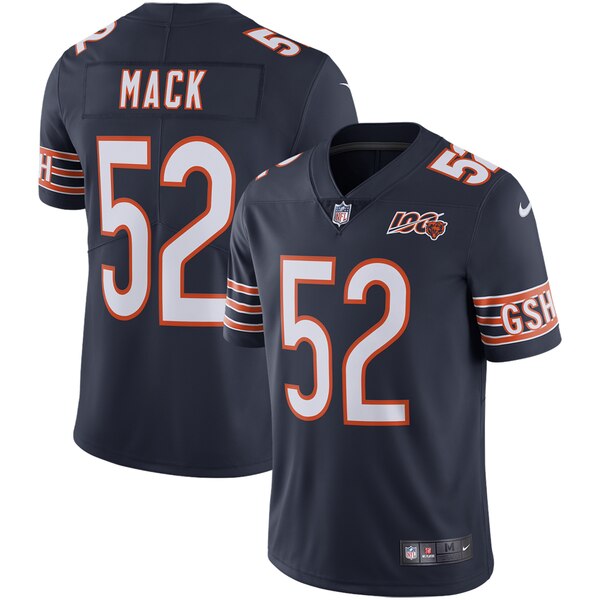 Chicago Bears #52 Khalil Mack Navy 2019 100th Season Jersey
