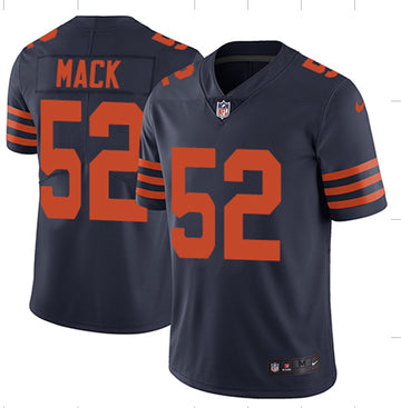 Chicago Bears #52 Khalil Mack Navy Throwback Jersey