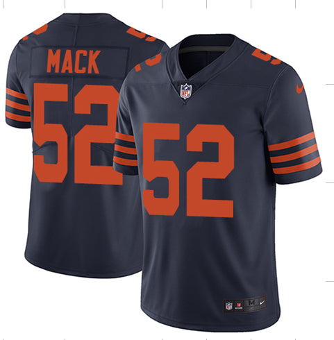 Chicago Bears #52 Khalil Mack Navy Throwback Jersey