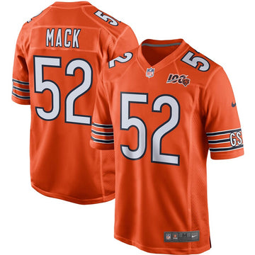 Chicago Bears #52 Khalil Mack Orange 2019 100th Game Jersey