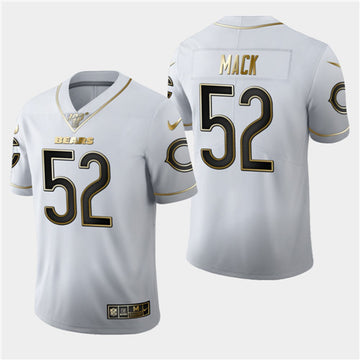 Chicago Bears #52 Khalil Mack White 2019 100th Season Golden Edition Jersey