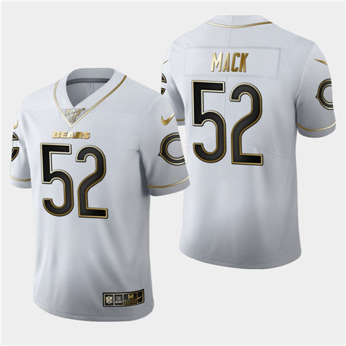 Chicago Bears #52 Khalil Mack White 2019 100th Season Golden Edition Jersey