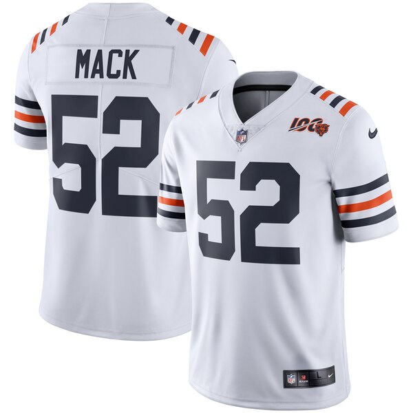Chicago Bears #52 Khalil Mack White 2019 100th Season Jersey