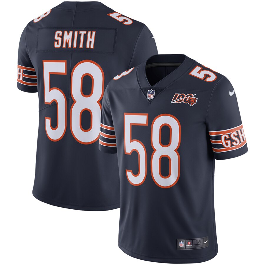 Chicago Bears #58 Roquan Smith Navy 2019 100th Season Jersey