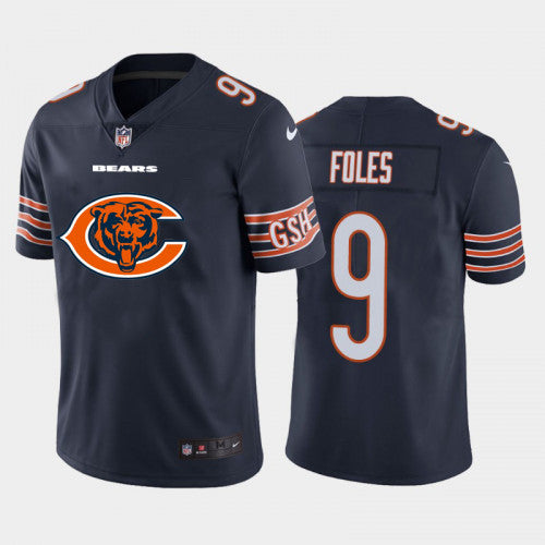 Chicago Bears #9 Nick Foles Navy 2020 Team Big Logo Jersey