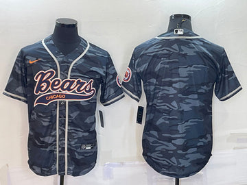 Chicago Bears Blank Gray Camo With Patch Baseball Jersey