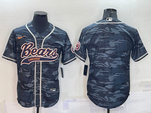 Chicago Bears Blank Gray Camo With Patch Baseball Jersey