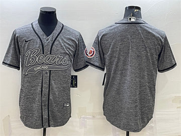 Chicago Bears Blank Gray With Patch Baseball Jersey