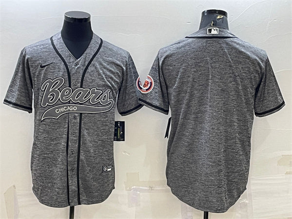 Chicago Bears Blank Gray With Patch Baseball Jersey