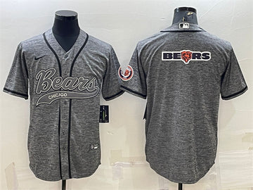 Chicago Bears Gray Team Big Logo With Patch Baseball Jersey
