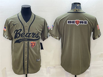 Chicago Bears Olive 2022 Salute To Service Team Big Logo Baseball Jersey
