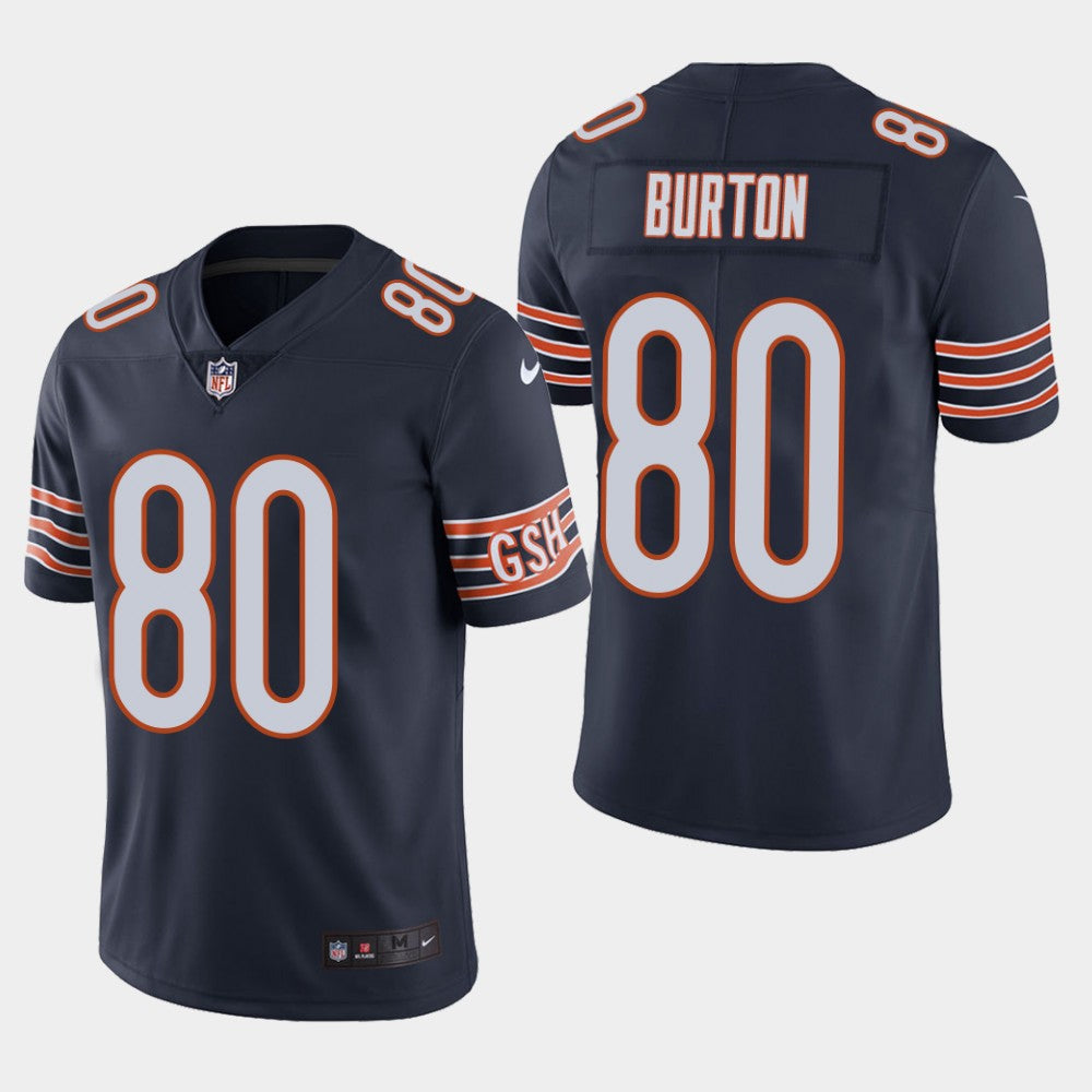 Chicago Bears#80 Trey Burton Navy Blue Jersey