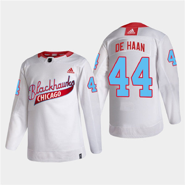 Calvin De Haan Chicago Blackhawks white jersey