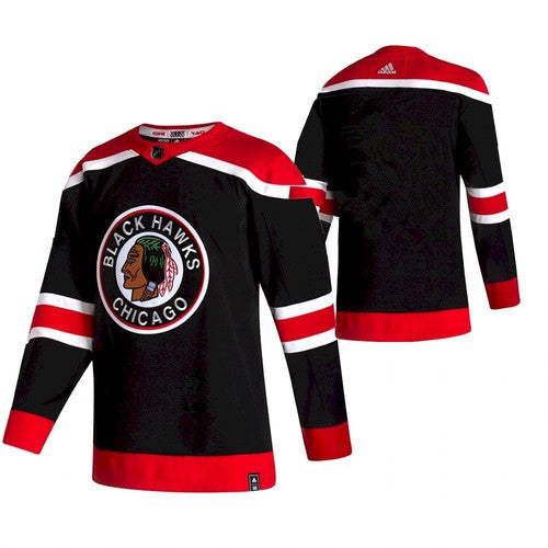 Custom Chicago Blackhawks black Reverse Retro jersey