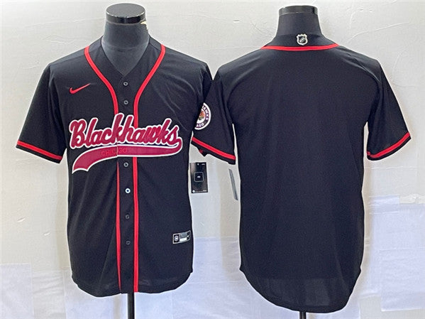 Custom Chicago Blackhawks black jersey