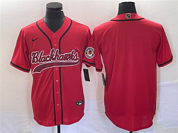 Custom Chicago Blackhawks red jersey