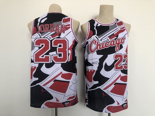 Michael Jordan Chicago Bulls black-red-white Throwback jersey