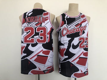 Michael Jordan Chicago Bulls black-red-white Throwback jersey
