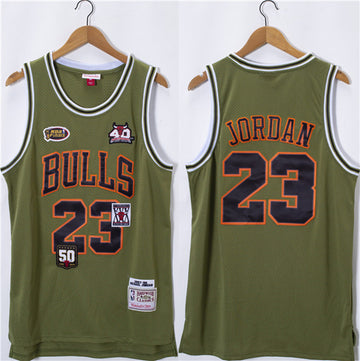 Michael Jordan Chicago Bulls olive jersey