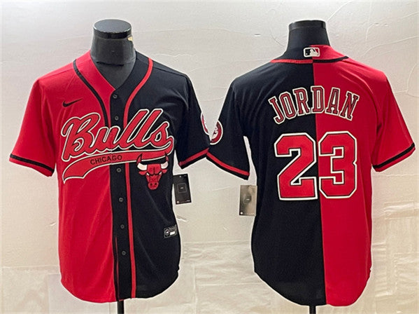 Michael Jordan Chicago Bulls red-black Split jersey