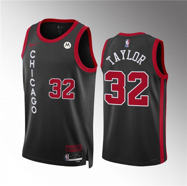 Justin Lewis Chicago Bulls black City Edition jersey
