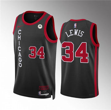 Justin Lewis Chicago Bulls black City Edition jersey
