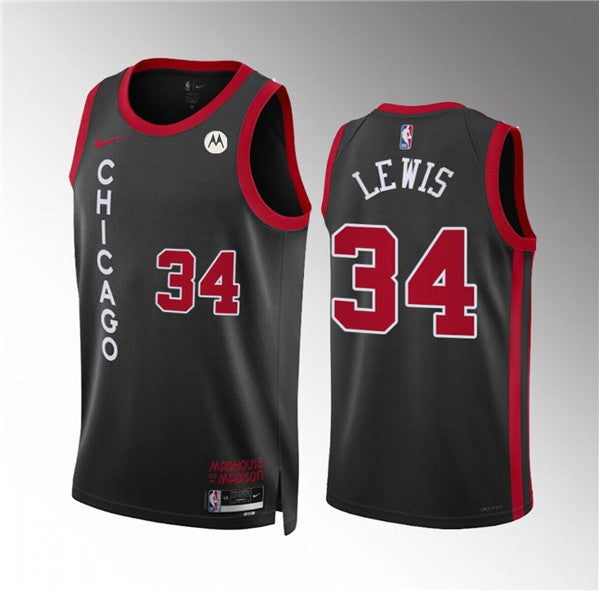 Justin Lewis Chicago Bulls black City Edition jersey