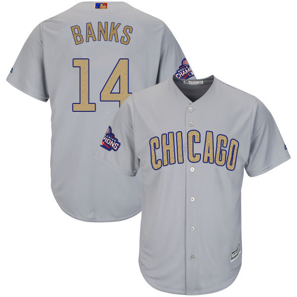 Ernie Banks World Series Champions Chicago Cubs gold jersey