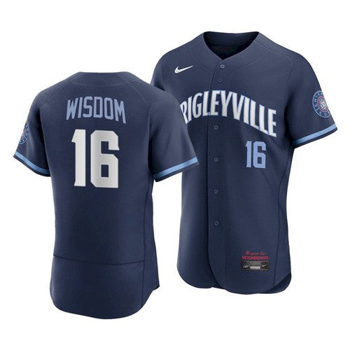 Patrick Wisdom Chicago Cubs navy City Connect jersey