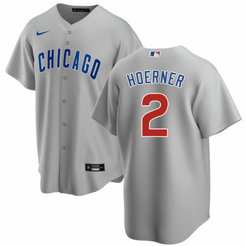 Nico Hoerner Chicago Cubs grey jersey