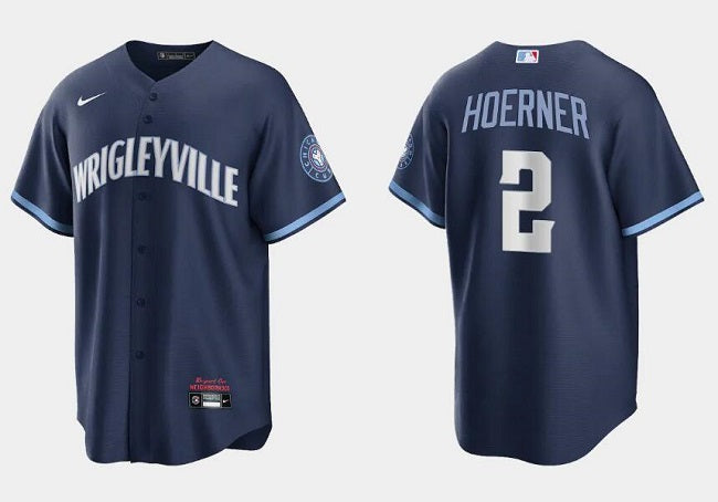 Nico Hoerner Chicago Cubs navy City Connect jersey