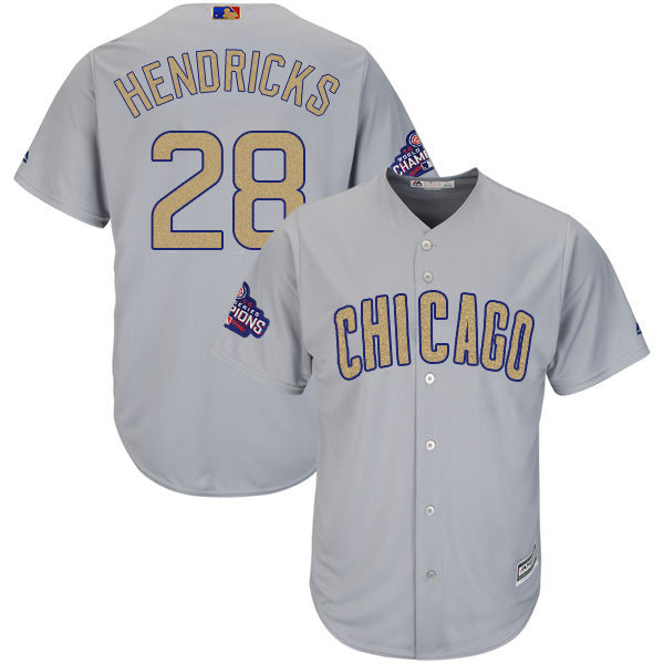 Kyle Hendricks World Series Champions Chicago Cubs gold jersey