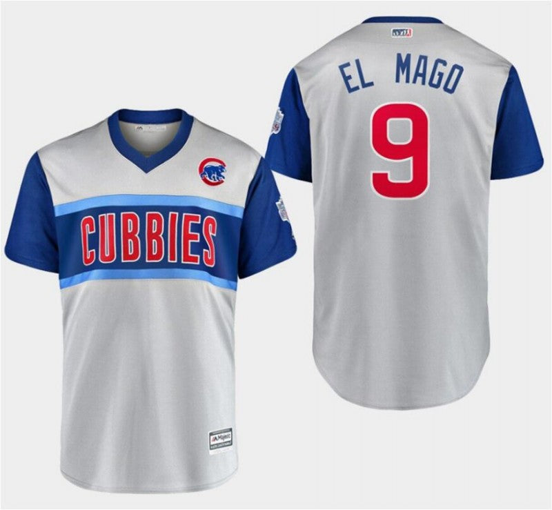 Javier Baez El Mago Majestic Chicago Cubs gray Classic jersey