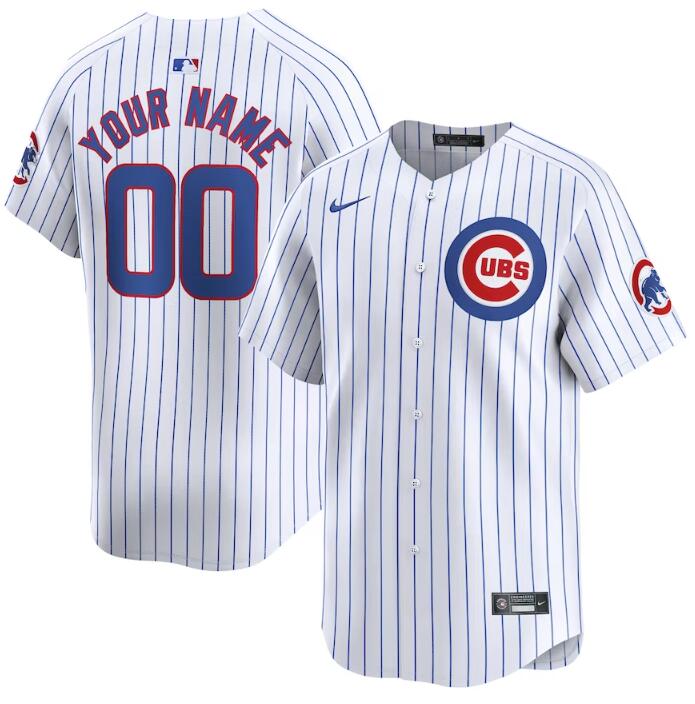 Custom Chicago Cubs white Home jersey