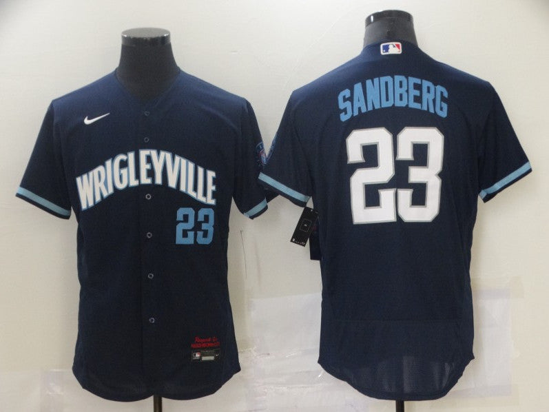 Custom Chicago Cubs navy City Connect jersey