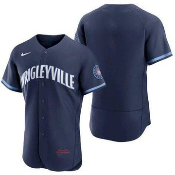 Custom Chicago Cubs navy City Connect jersey