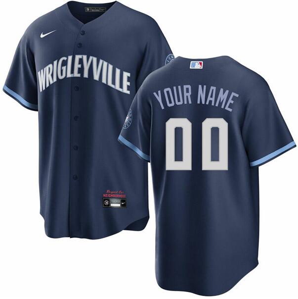 Custom Chicago Cubs navy City Connect jersey