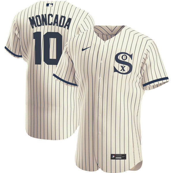 Yoan Moncada Chicago White Sox cream-navy jersey