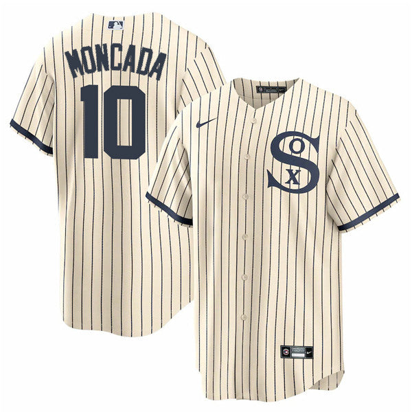 Yoan Moncada Chicago White Sox cream-navy jersey