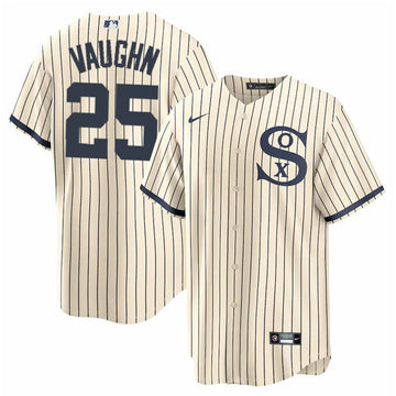 Andrew Vaughn Chicago White Sox cream-navy jersey
