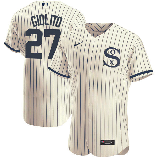 Lucas Giolito Chicago White Sox cream-navy jersey