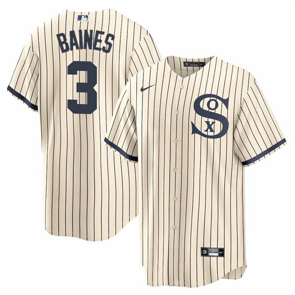 Harold Baines Chicago White Sox cream-navy jersey