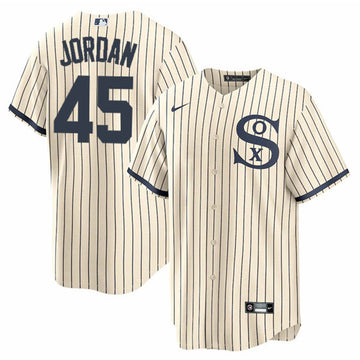 Michael Jordan Chicago White Sox cream-navy jersey