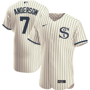 Tim Anderson Chicago White Sox cream-navy jersey